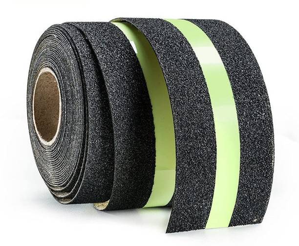 Bluwings Anti-Slip Traction Glow Tape in the Dark Reduce Risk of Sliping Stair Tread Step 50 mm x 50 m Black, Green Reflective Tape