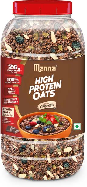 Manna High Protein Oats - 26g Protein & 11g Fibre | Real Chocolate | Nuts & Seeds Jar