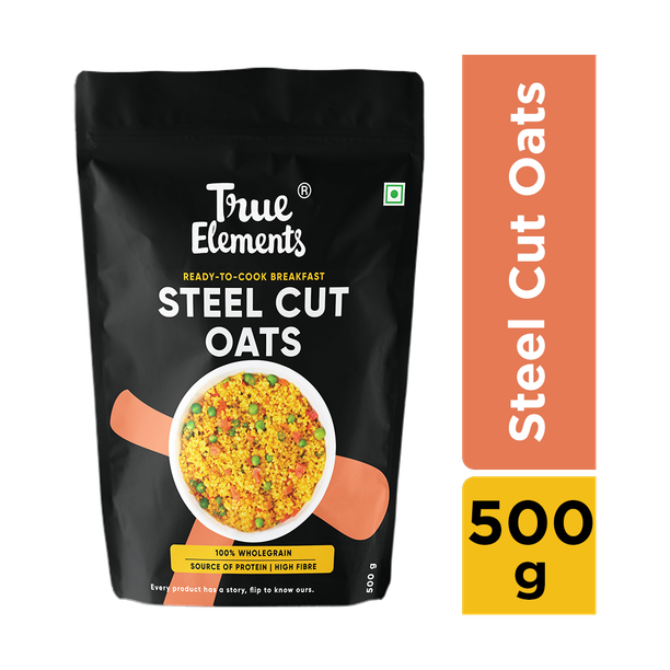 True Elements Steel Cut Oats, 100% Wholegrain, High Fibre breakfast for weight loss Pouch