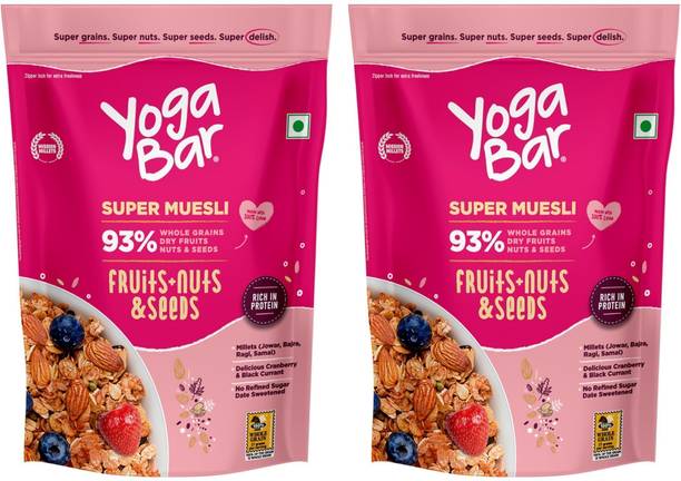Yogabar Muesli 1.4Kg Fruits Nuts&Seeds|Wholegrain Breakfast |700g x 2 Pouch