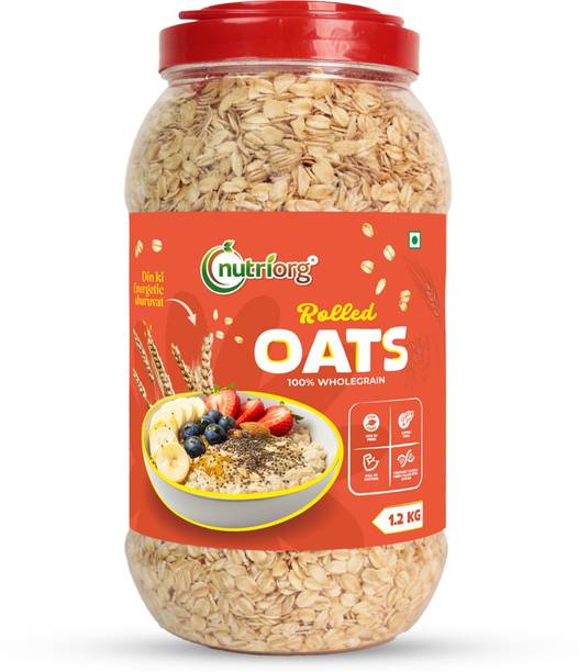 Nutriorg Wholegrain Rolled Oats, High Protein & Fiber, Gluten Free, Helps In weight Loss Jar