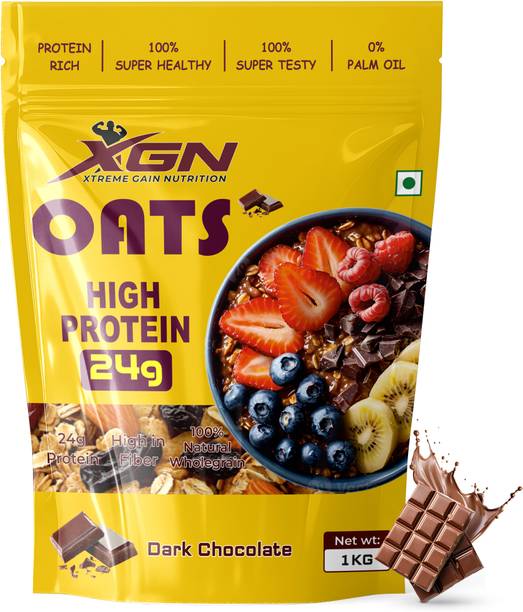 XGN XTREME GAIN NUTRITION XGN- OATS High Protein , 1kg Dark Chocolate, Flavour Pouch