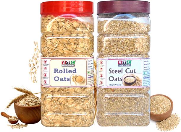 VTC Organic Steel Cut and Rolled Oats, Wholegrain Breakfast, High Protein & Fibre Jar
