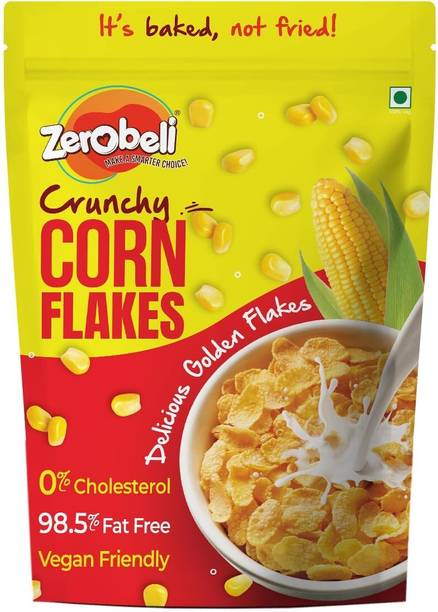 Zerobeli Golden Corn Flakes – Low Fat, 0% Cholesterol, Trans Fat-Free, Healthy Breakfast Pouch
