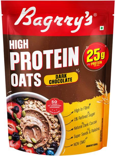 Bagrry's High Protein Oats 750gm Pouch| 25g High Protein| Dark Chocolate Pouch