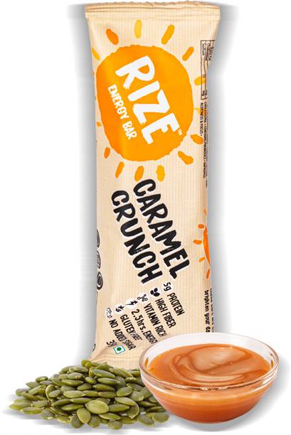 Rize Caramel Energy Bar, 6g Protein bar with No Sugar, Caffeine and Taurine Boost Box