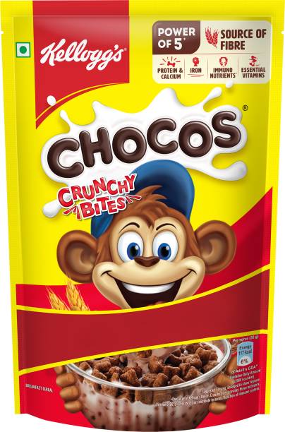 Kellogg's Chocos Crunchy Bites, Source of Calcium & Fibre, Breakfast Cereal for Kids Pouch