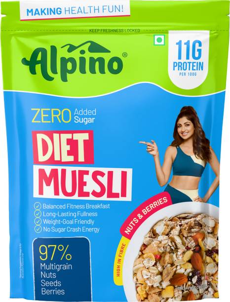 ALPINO 11g Protien Diet Muesli Nuts & Berries- Weight Management Breakfast | High Fibre Box