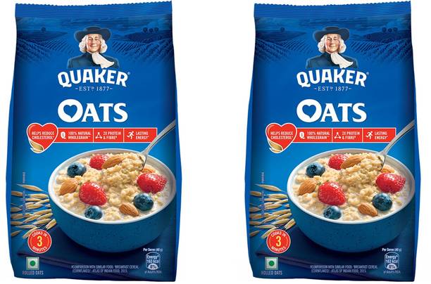 Quaker Rolled Oats Wholegrain Nutritious Breakfast Cereals- 800GRAMS (400X2) Pouch