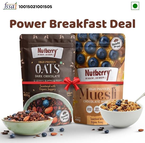 Nutberry by Nutberry Oats Dark Chocolate & Muesli Chocolate Honey (2x400g) Pouch