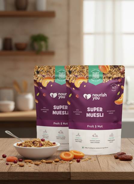 Nourish You by Nourish you Super Muesli Fruit & Nut 400g Pack x Pack of 2 Pouch