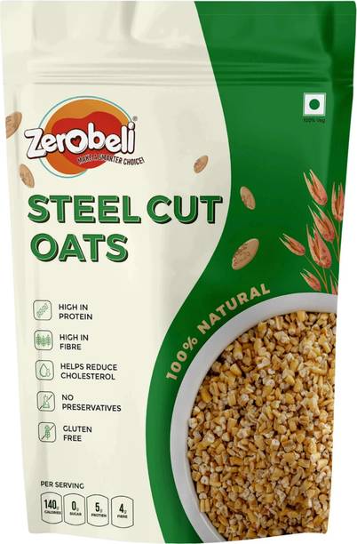 Zerobeli Steel Cut Oats | High in Fiber & Protien, Helps Reduce Cholesterol | Gluten Free Pouch