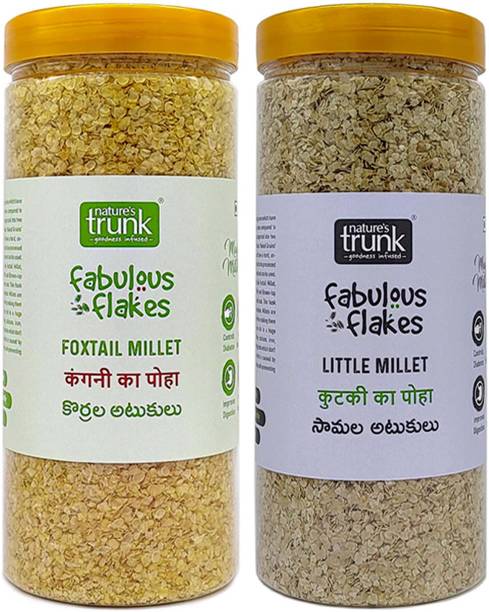 Nature's Trunk Nutrient, Fiber Rich, Gluten-free Flakes ComboPack Foxtail (400g), Little(450g) Plastic Bottle