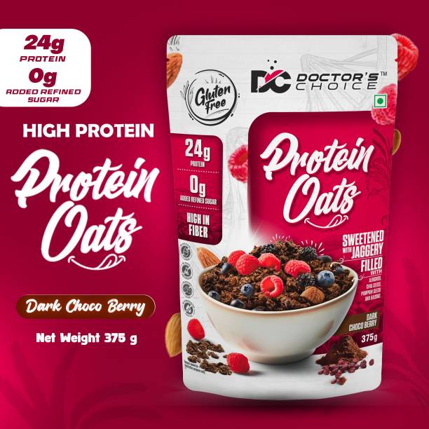 DOCTOR'S CHOICE Protein Oats, 24g Pure Protein, Jaggery Sweetened, No Additives & No Sugar. Pouch