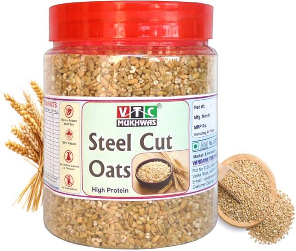 VTC Premium Organic Steel Cut Oats, Wholegrain Breakfast, High Protein & Fibre Oats Jar