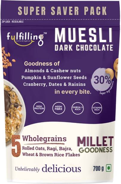 fulfilling by Fulfilling Chocolate Muesli 700g- Healthy breakfast- Cranberry, Seeds, Nuts and Dry fruits Pouch