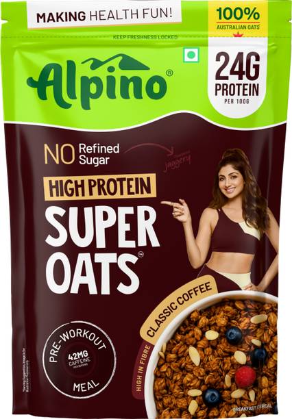 ALPINO 24g High Protein Super Oats Classic Coffee 42mg Caffeine Rolled Oats Pouch