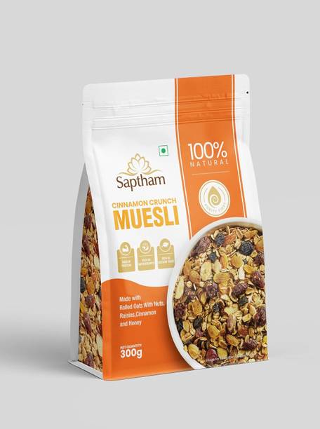 Saptham Cinnamon Crunch Muesli, 100% Natural Pouch