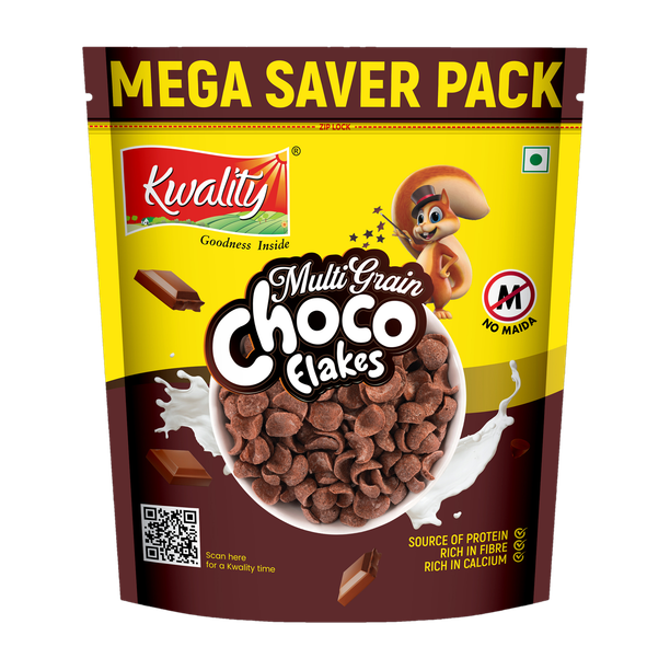 Kwality Multigrain choco flakes ,Made with Whole Wheat Pouch