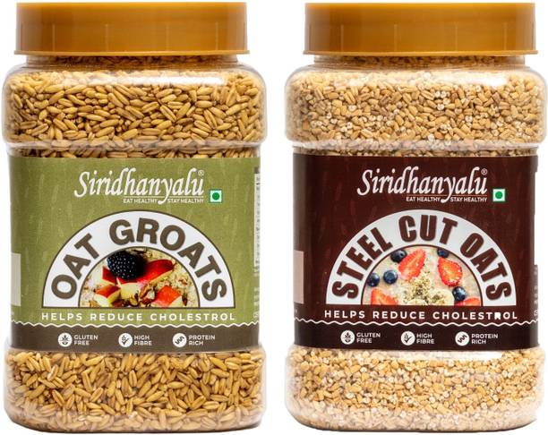 siridhanyalu Oats Groats and Steel cut Oats Combo | High Fibre, Gluten Free, No Preservatives Jar