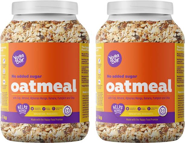 Yogabar Whole Oatmeal 1kg Pack of 2 Plastic Bottle