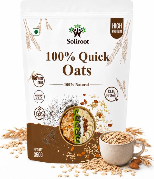 Soliroot Premium Protien Rich Quick Oats | High Fiber Healthy Breakfast Whole Grain Oats Pouch