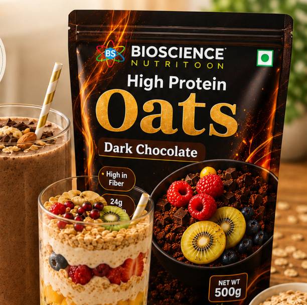Bio Science Nutrition Oats with 24g Protien Dark Chocolate Oats Pouch