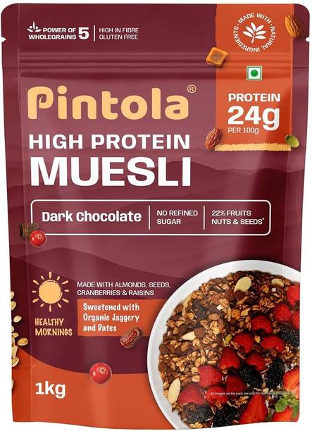 JYM High Protein Muesli Dark Chocolate & Cranberry,Muselies Fruit Nuts 1 kg Protein Cereal