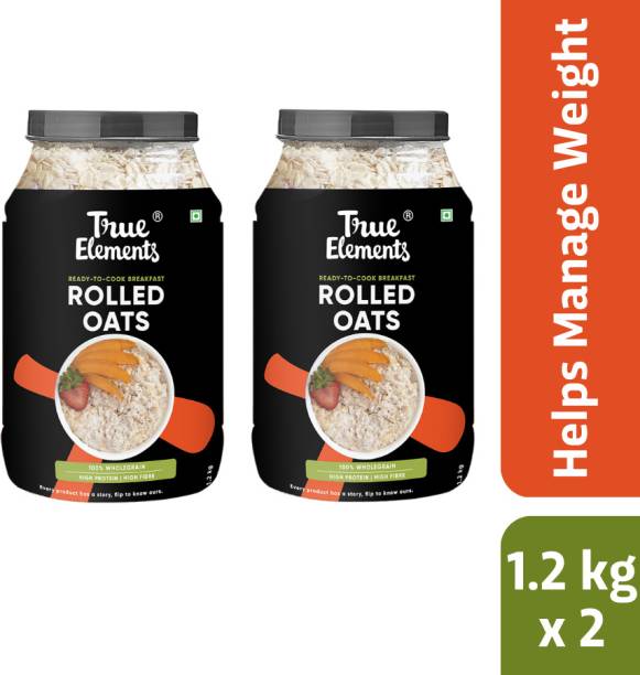 True Elements Rolled Oats, 100% Wholegrain, High Protein & Fibre for weightloss Plastic Bottle