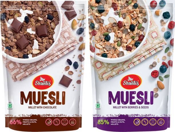 shanti's Diet Muesli Chocolate & Berries Breakfast Cereal High Protein Fibre Gym Muesli Pouch