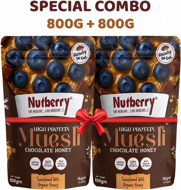 Nutberry High Protein Muesli Chocolate Honey 1.6kg (2x800gm) Pouch