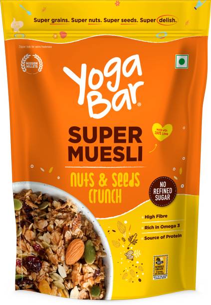 Yogabar by Yogabar Muesli Nuts&Seeds 700g|Breakfast Cereal with High Protein|High Fibre|Saver pack Pouch