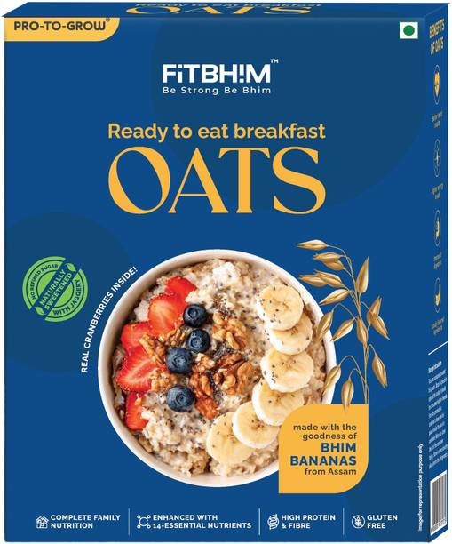 Pro-To-Grow Fitbhim Ready-to-Eat Jaggery Oats with Bhim Banana - No Refined Sugar, Healthy Box