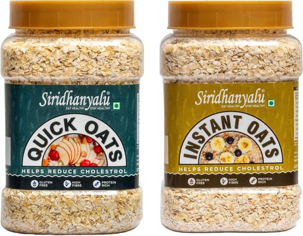 siridhanyalu Instant and Quick Oats Combo, High Fibre, Gluten Free, No Preservatives Jar