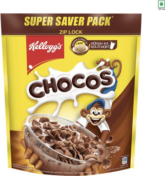 Kellogg's Chocos with Wholegrain, High in Calcium, Protein & Vitamins, Kid's Cereal Pouch