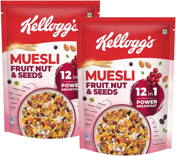 Kellogg's Fruit Nut & Seeds, 12-in-1 Power Breakfast, IndiaNo.1 Muesli Cereal Pouch