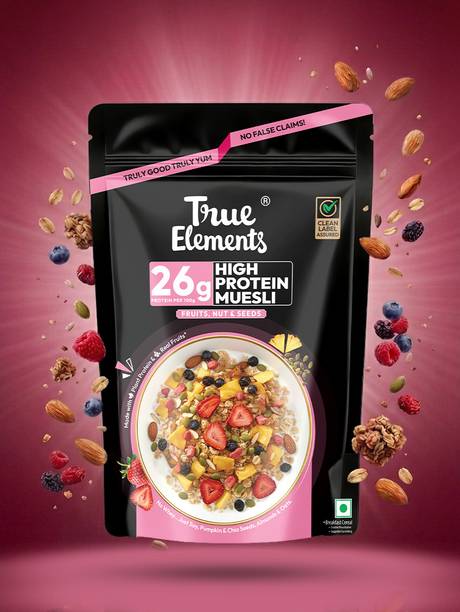 True Elements 26g High Protein Muesli Fruit,Nut & Seeds 1kg Pouch