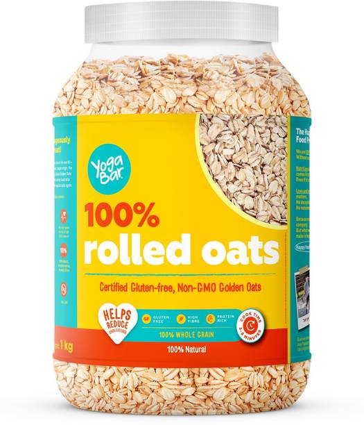 Yogabar Rolled Oats 1KG Jar with 100% Whole Grain Gluten Free