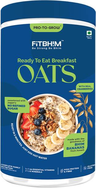 Pro-To-Grow Ready to Eat Oats with Bhim Banana & Real Cranberries No Refined Sugar Jar