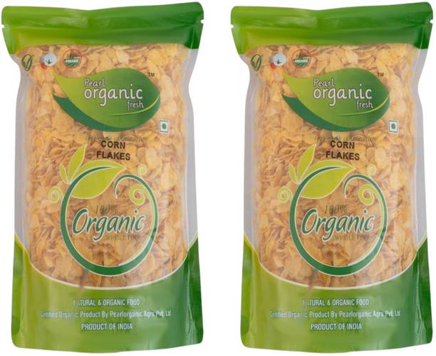 Pearl Organic Fresh by . Crunchy & Fresh Breakfast Cereal Healthy Low-Fat Cornflakes Ready-to-Eat Pouch