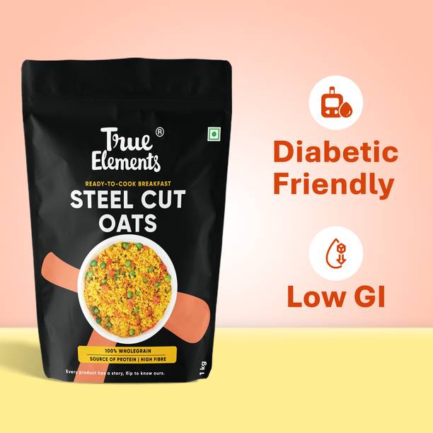 True Elements Steel Cut Oats, Ready to Cook Breakfast Oats for Weightloss, 100% Wholegrain Pouch