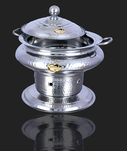 Sattva Lift Top Gujrati Handi Hammered Buffet Server For Entertaining Wedding Banquet Round Chafing Dish