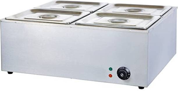ShoppersHub PNQ Electric SS Bain Marie Four Compartment of 1/2 GN PAN Food Warmer With SS Lid Rectangular Chafing Dish