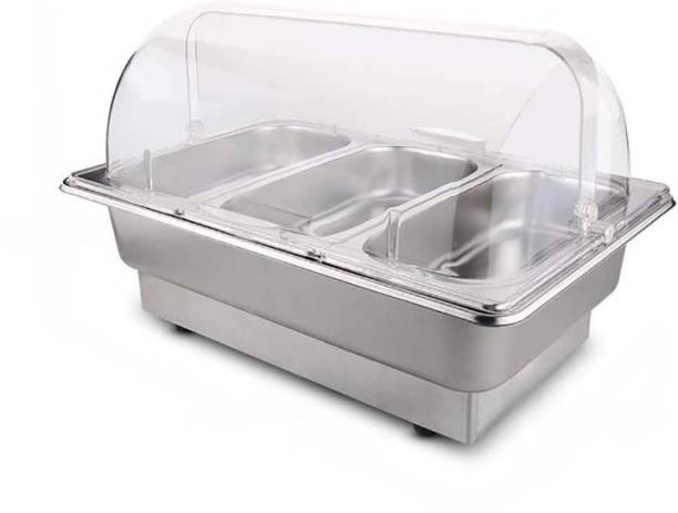 ShoppersHub PNQ Electric SS Chaffing Dish 1/3 GN Pans Cheffing Dish With (PC) Roll Top Lid Rectangular Chafing Dish