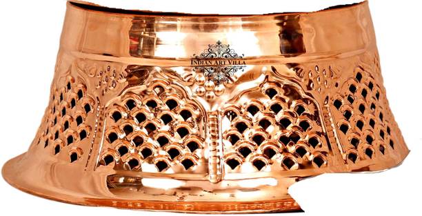 IndianArtVilla Steel Copper Chafing Dish Fuel Gel Stand 0 L Round Chafing Dish