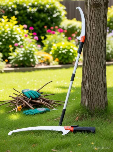 SERPLEX Adjustable Manual Pole Pruning Saw Manual Pruning Saw 9ft Stainless Steel Pole Saw with Hooked Blade Corded Chainsaw