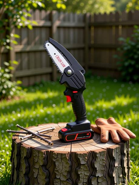 Voltegic 2BEC-24 Battery-Powered Handheld 4-Inch Chain Saw with 2 Rechargeble Battery Cordless Chainsaw