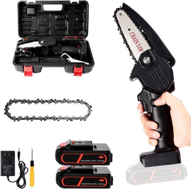 Voltegic 2BEC-24 Battery-Powered Handheld 4-Inch Chain Saw with 2 Rechargeble Battery Cordless Chainsaw