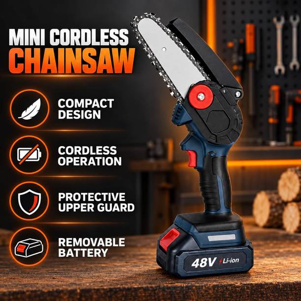 WunderVoX 48V Mini Electric Chainsaw 6 Inch Portable Tree Cutting Tool 48V Mini Electric Chainsaw 6 Inch Portable Tree Cutting Tool Cordless Chainsaw