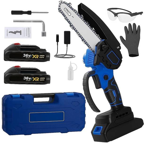 LUFJIKA Tree Cutter Rechargeable Electric Chainsaw with 2 Batteries, Charger, Safety Glasses, Gloves Cordless Chainsaw
